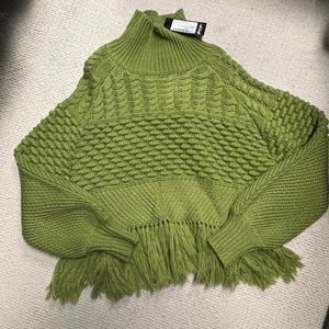Cable Knit Fringe Hem Sweater